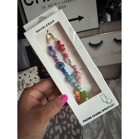 BaubleBar phone/bag wristlet:bag charm nwt rainbow preppy - Picture 1 of 2
